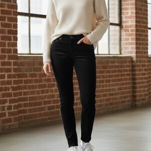 LOFT Black Velvet Cotton Stretch Modern Straight Leg Pants Sz 0